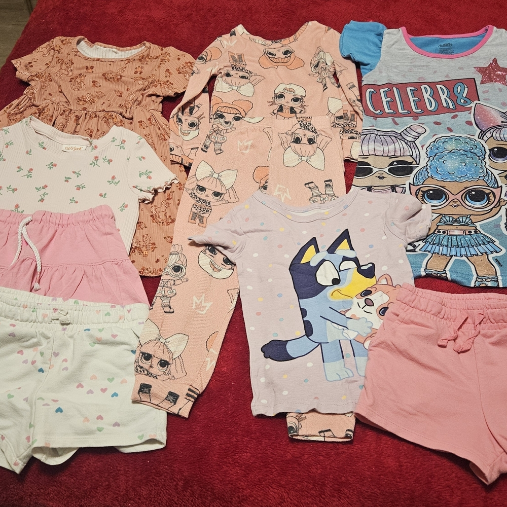 Cat & Jack Kids Casual Dress Set - Pink, Blue, White